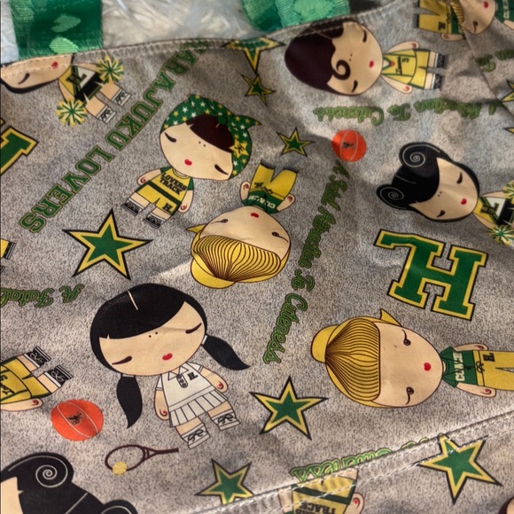 Harajuku Lovers Bag Green Top Snap Closure Shopper Shoulder tote Sports Motif - Picture 3 of 9